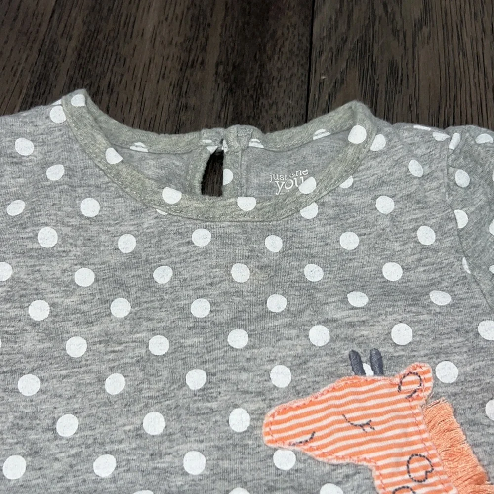 Carters baby girl striped bloomer with matching giraffe polkadot T-shirt